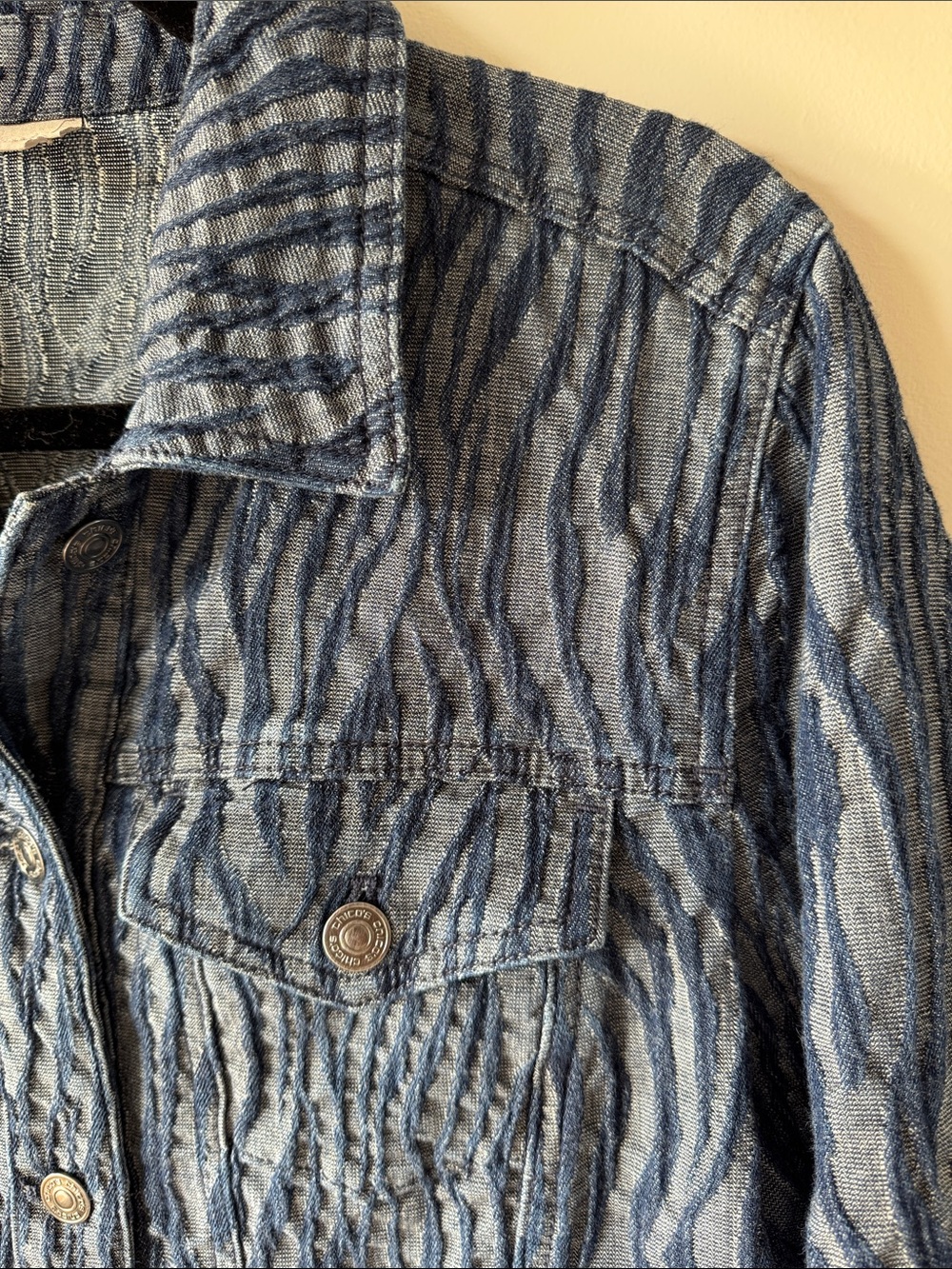 Chico's Blue Patterned Button-Up Jacket - Picture 4 of 12